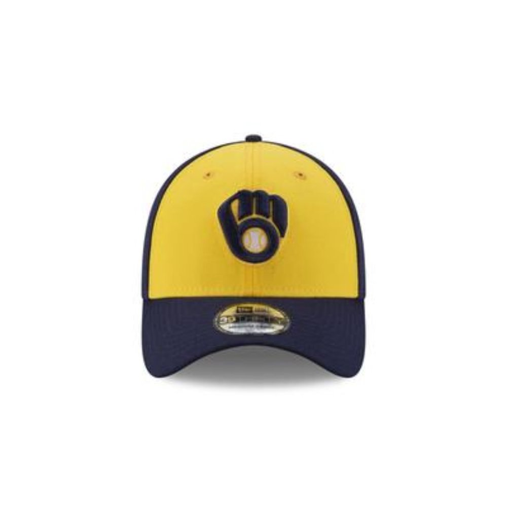 New Era Men's Milwaukee Brewers 39Thirty Navy Team Classic Stretch Fit Hat